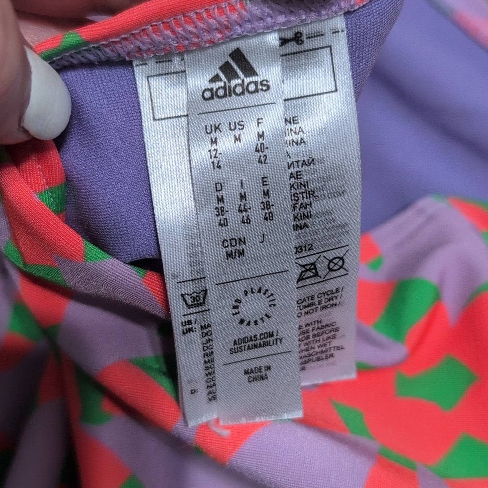 Adidas Farm Rio Bikini Purple Lime Burst High Waist Women's Size Medium - Picture 7 of 14
